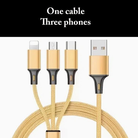 Golden Universal 3 in 1 Fast Charging Smartphone Cord Adapter - Picture 1 of 8